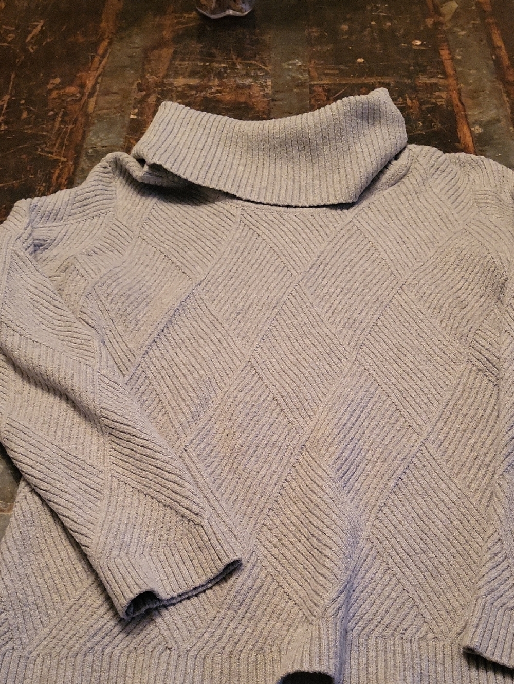 Calvin Klein Light Gray Cable Knit Turtleneck Sweater